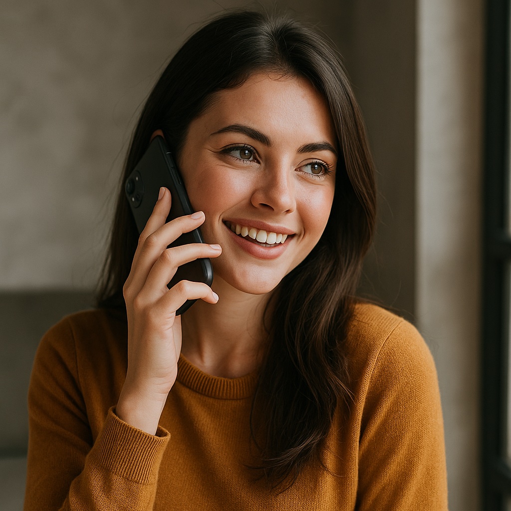 Dos amigas riendo durante una llamada con SOLOLE